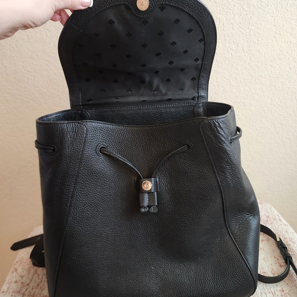 Kate Spade Black Pebbled Leather Backpack